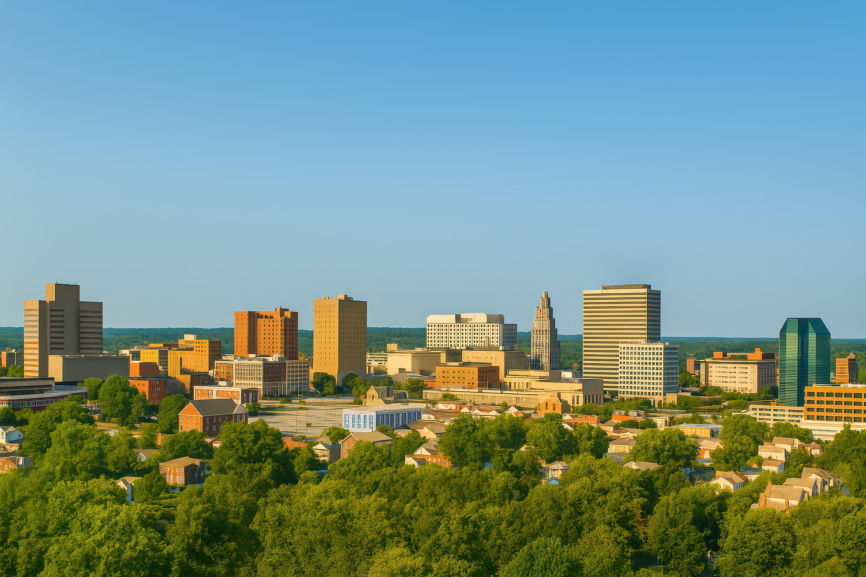 Aerial view of a growing North Carolina city